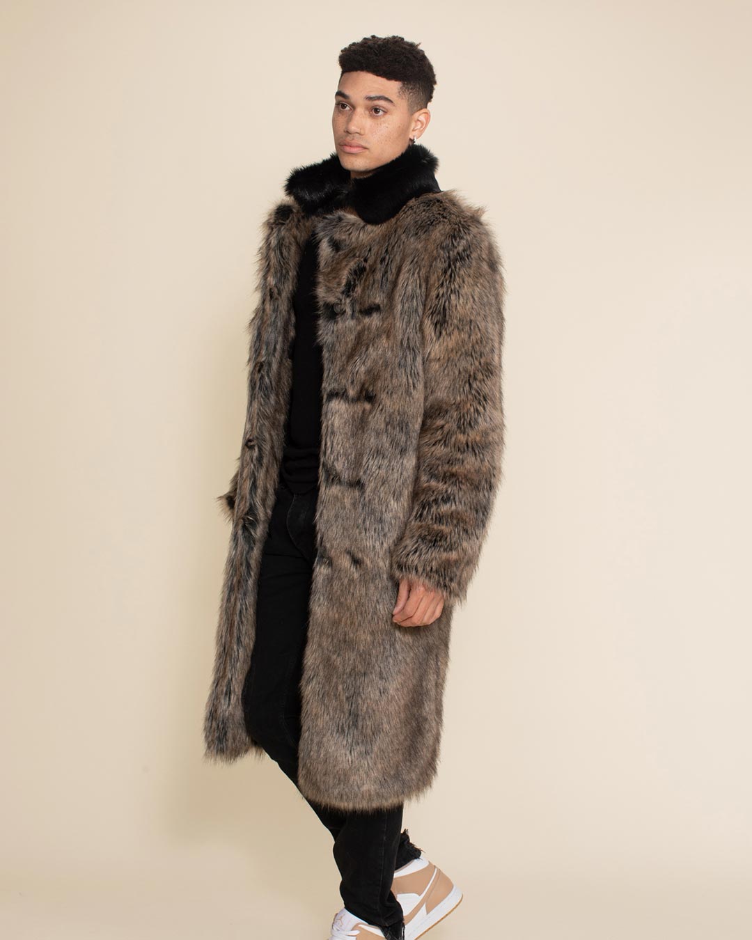 Dire Wolf Faux Fur Calf Length Coat | Men's