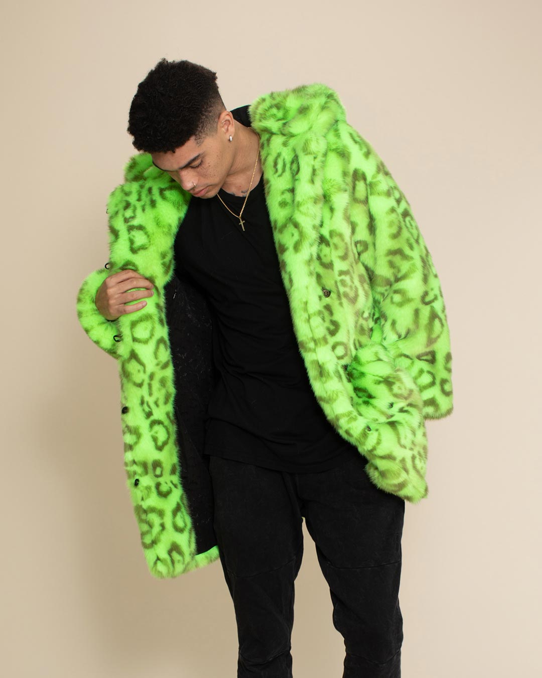 Neon Green Leopard Classic Collector Edition Faux Fur Coat | Men&#39;s