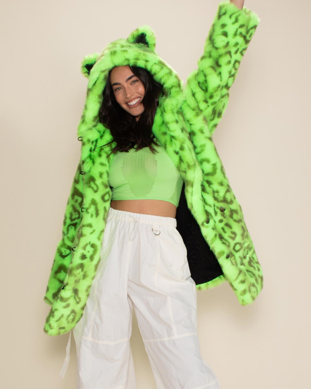 Neon Green Leopard Classic Collector Edition Faux Fur Coat | Women&#39;s