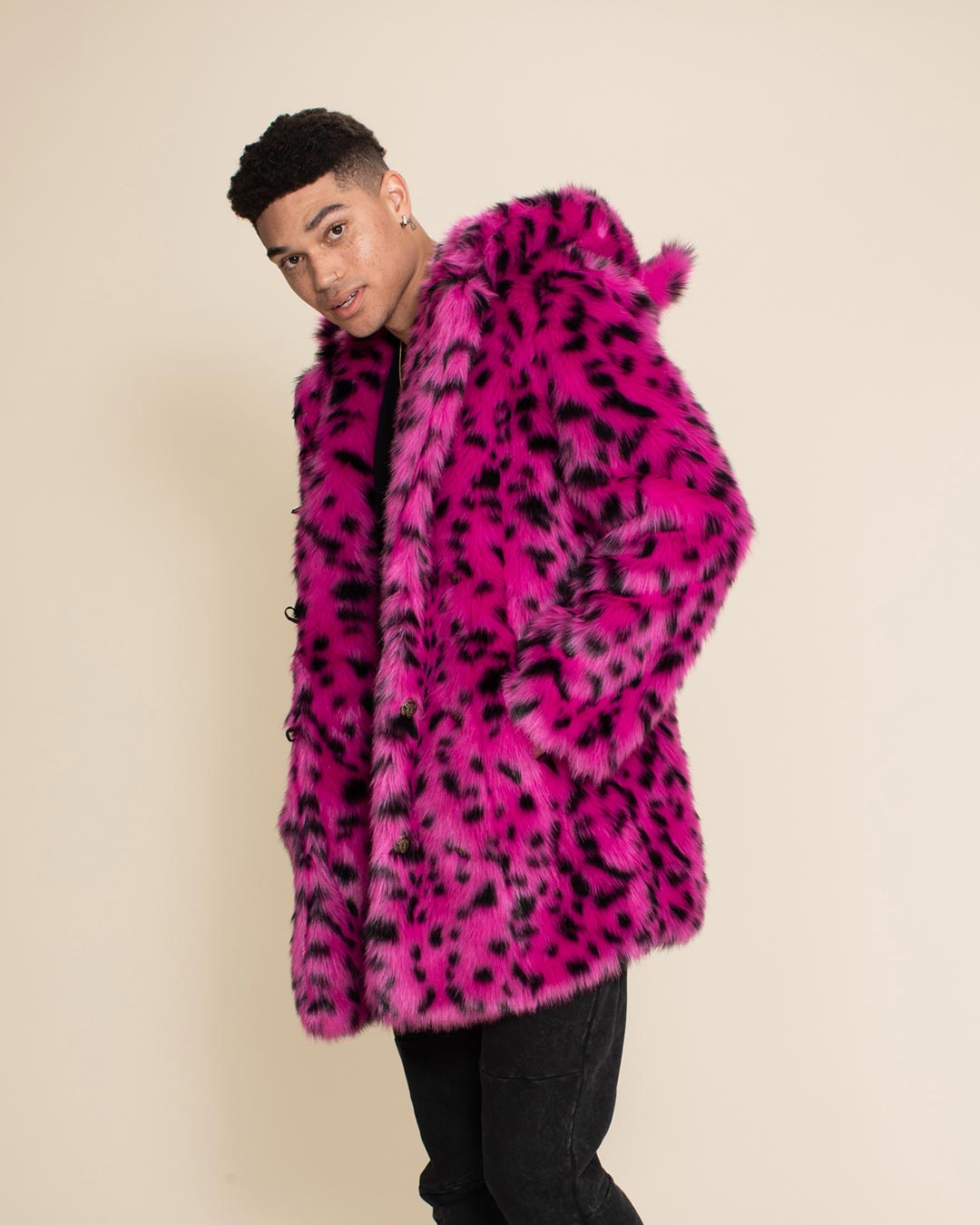 Pink Cheetah Classic Collector Edition Faux Fur Coat | Men&#39;s