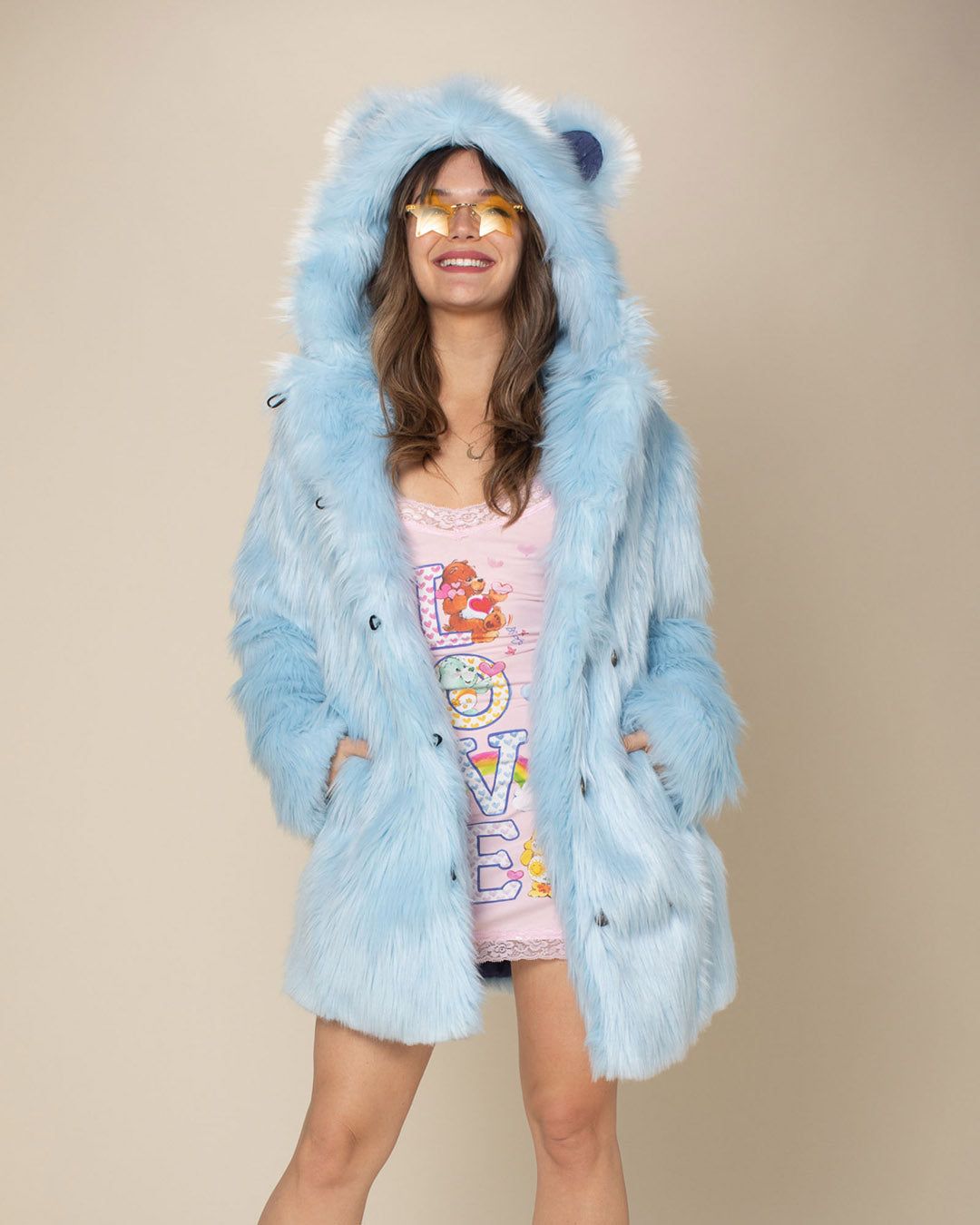 Sky Blue Bear Classic Limited Edition Faux Fur Coat | Women&#39;s