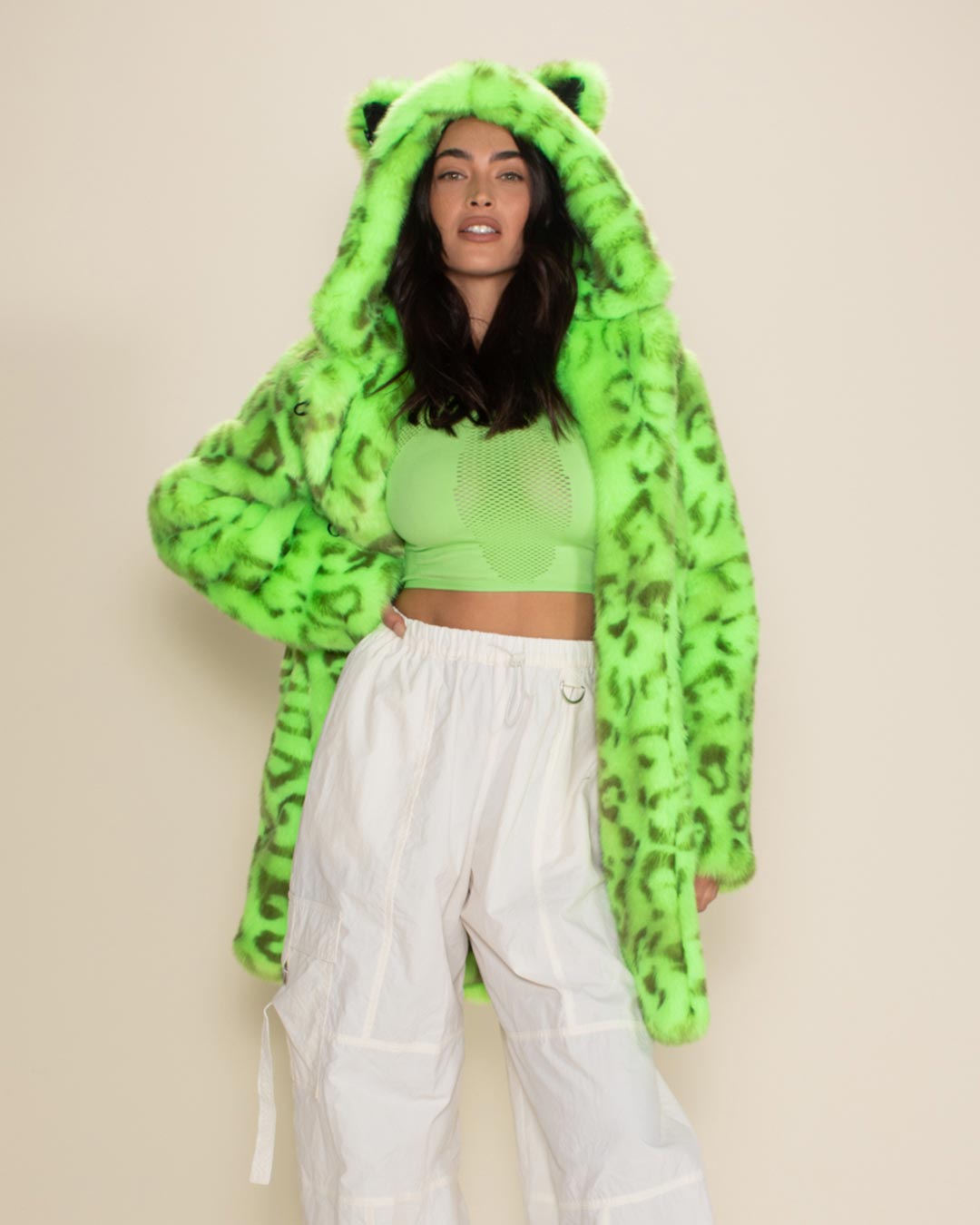Neon Green Leopard Classic Collector Edition Faux Fur Coat | Women&#39;s