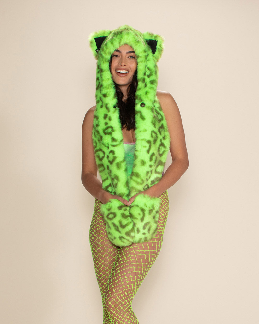 Neon Green Leopard Collector Edition Faux Fur Hood | Women&#39;s