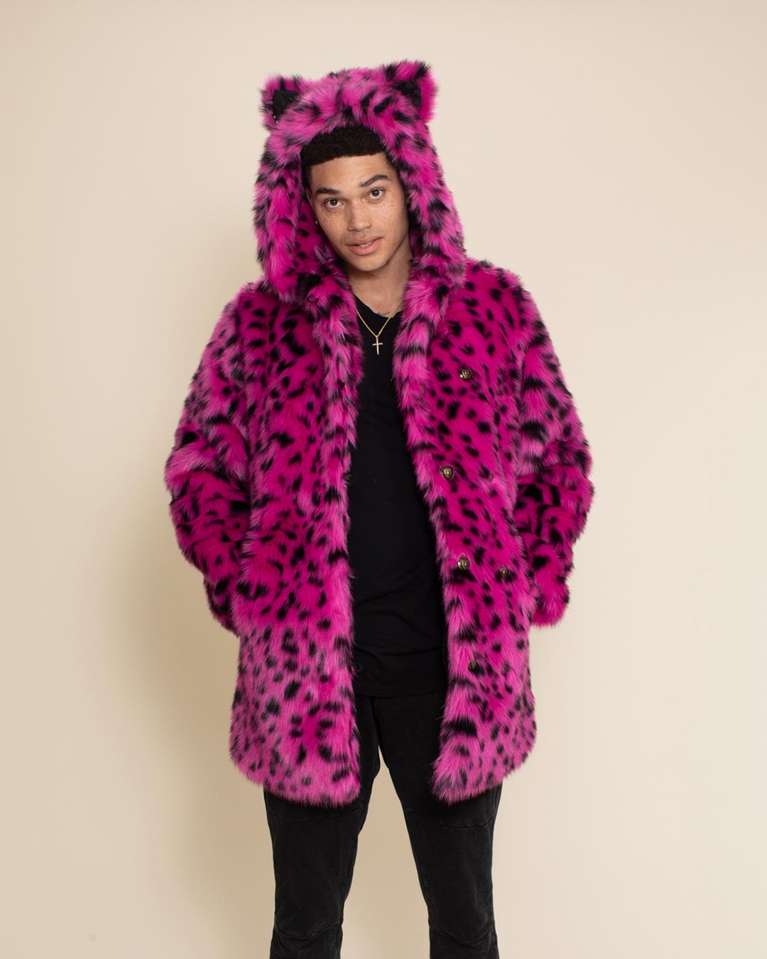 Pink Cheetah Classic Collector Edition Faux Fur Coat | Men&#39;s