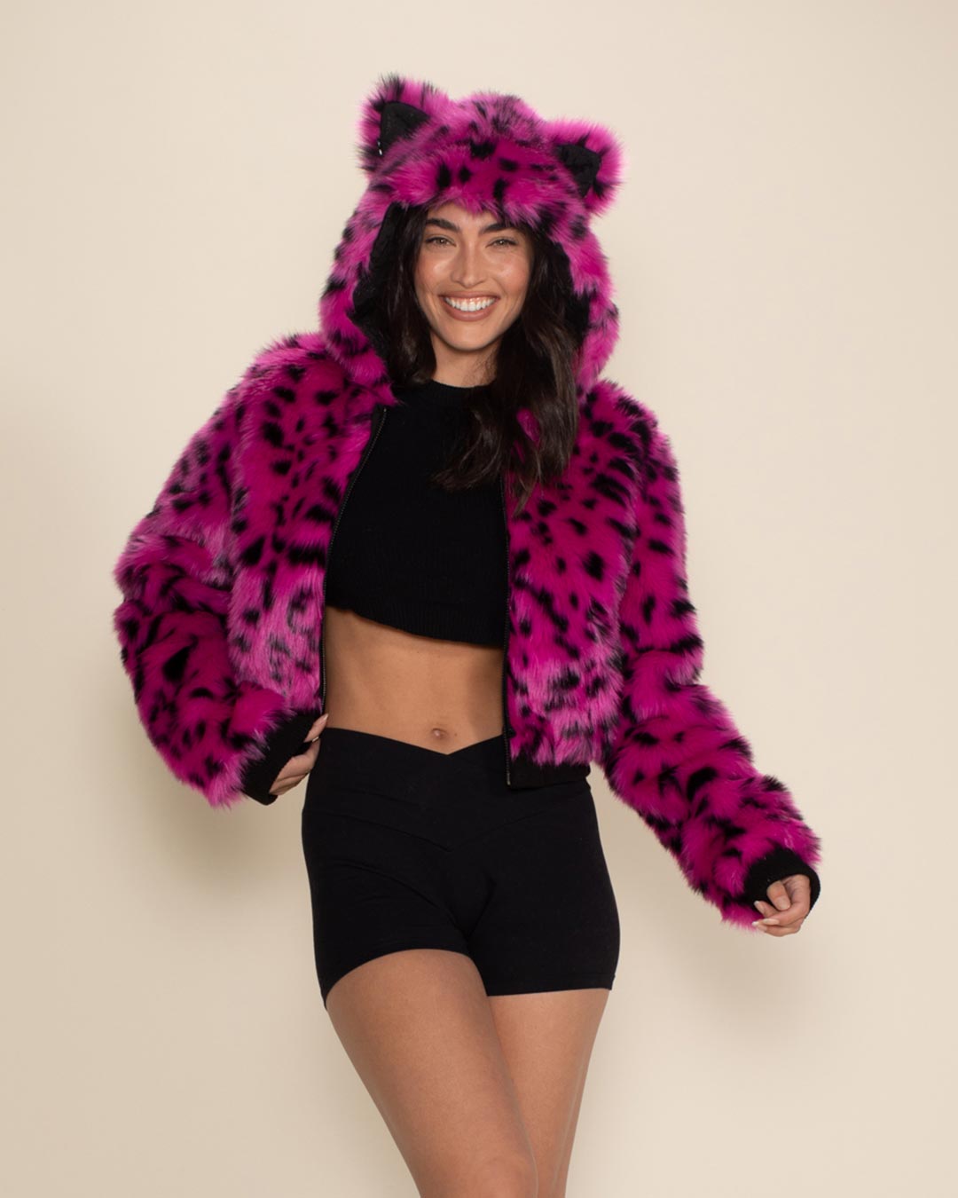 Pink Cheetah Classic Collector Edition Faux Fur Cropped Jacket | Women&#39;s