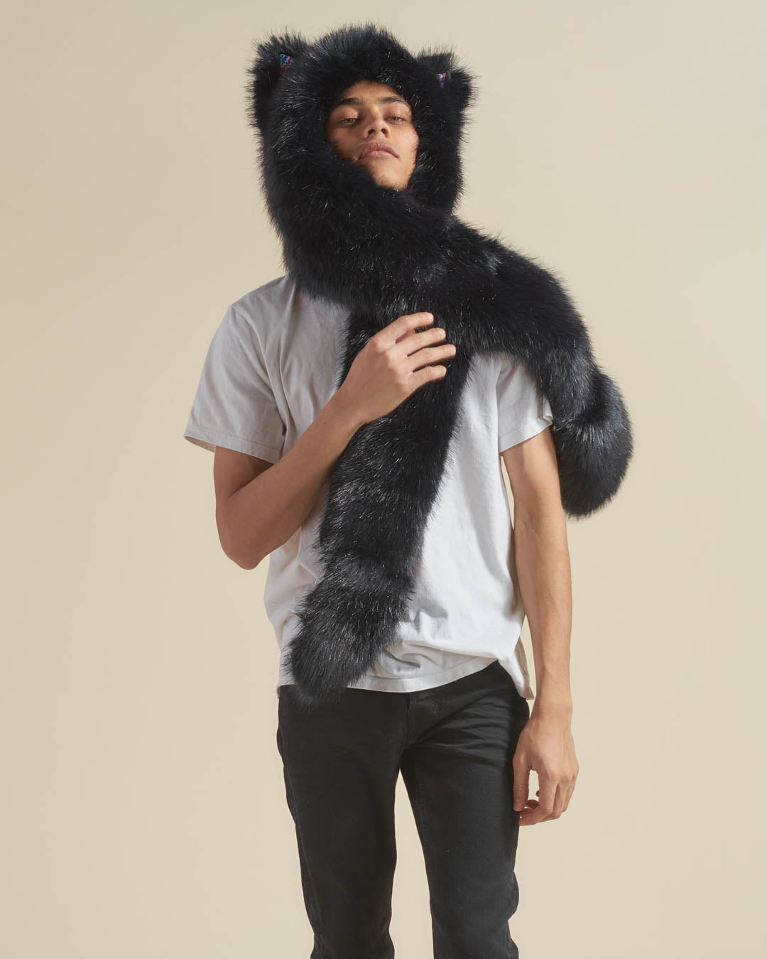 *Almost Purfect* Graffiti Wolf Luxe Faux Fur Hood