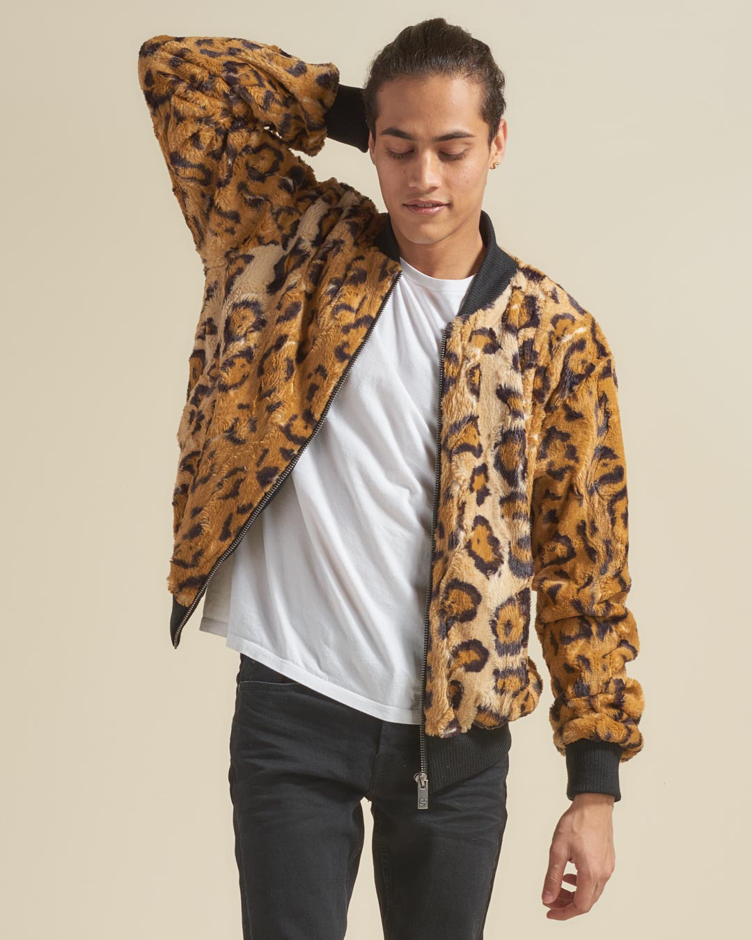 Cheetah ULTRA SOFT Faux Fur Bomber Jacket | Men&#39;s