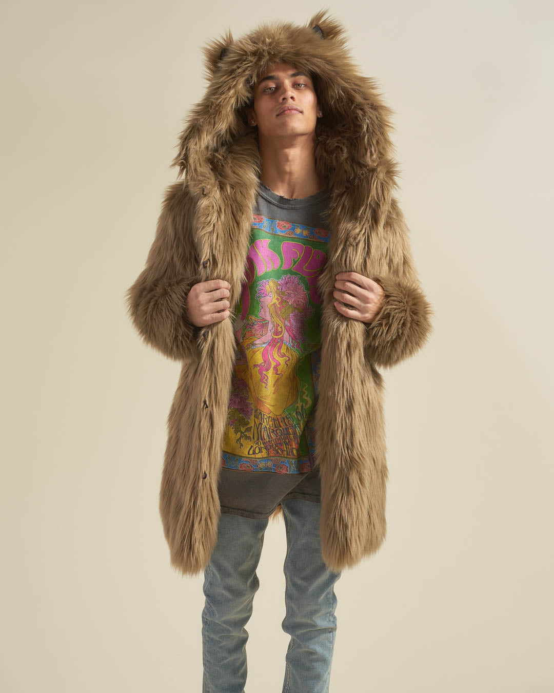 Ash Wolf Classic Faux Fur Coat on Man