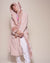 Man wearing Rose Quartz Wolf Luxe Classic Faux Fur Robe, front view 3