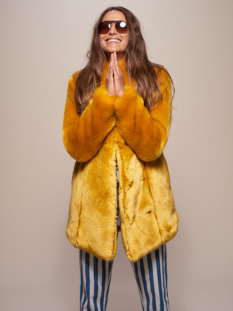 Golden Wolf Luxe Collared  Faux Fur Coat 