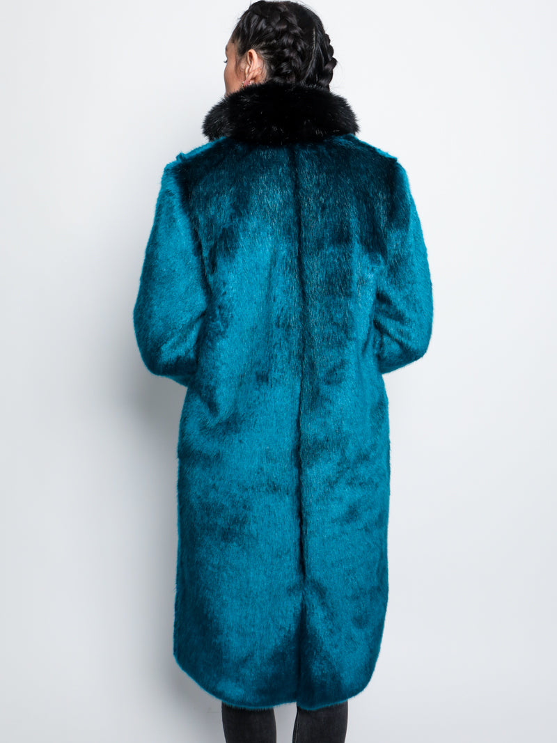 Collared Royal Wolf Luxe Women's Calf Length Faux Fur Coat 