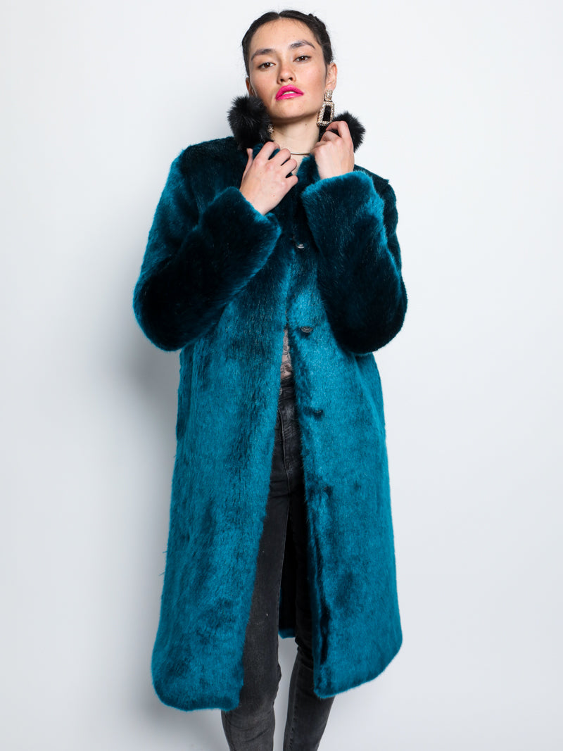 Royal Wolf Luxe Calf Length Faux Fur Coat on Female Model