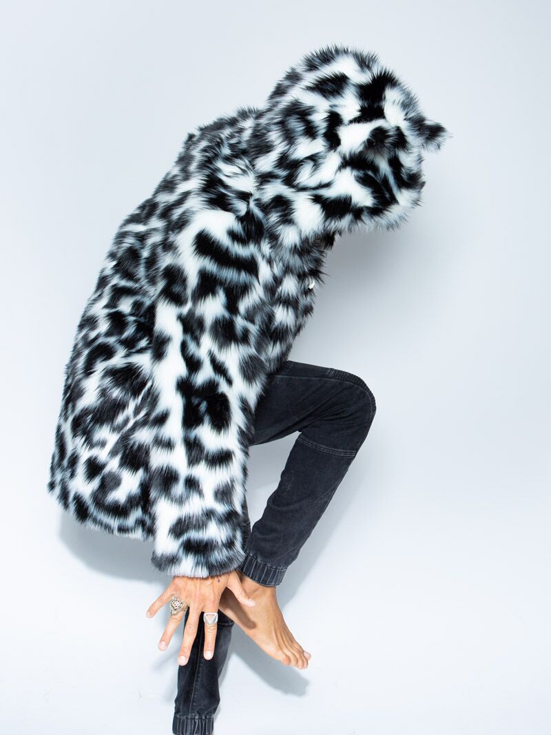 Classic Spotted Leopard Faux Fur Coat with Hood