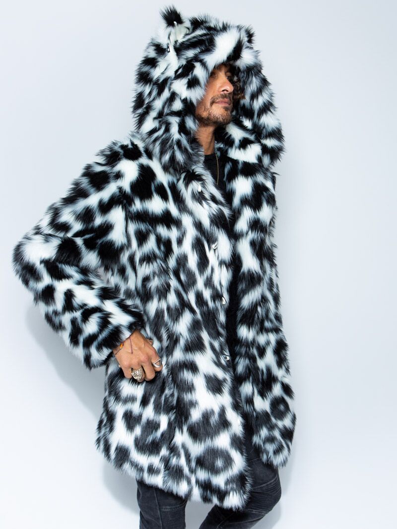 Classic Spotted Leopard Hooded Faux Fur Coat 