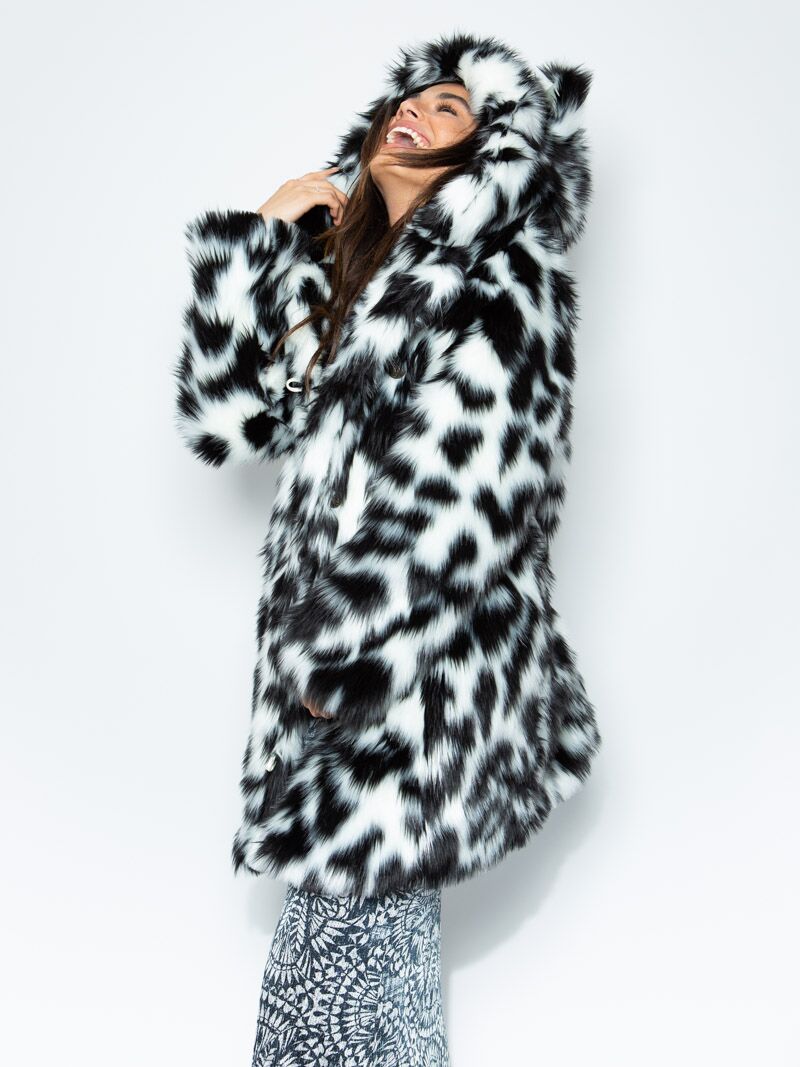 Classic Spotted Leopard Hooded Faux Fur Coat 