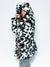 Black and White Classic Spotted Leopard Faux Fur Coat on Female