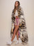 Female Wrapped Up in Tiger Galaxy Faux Fur Throw 