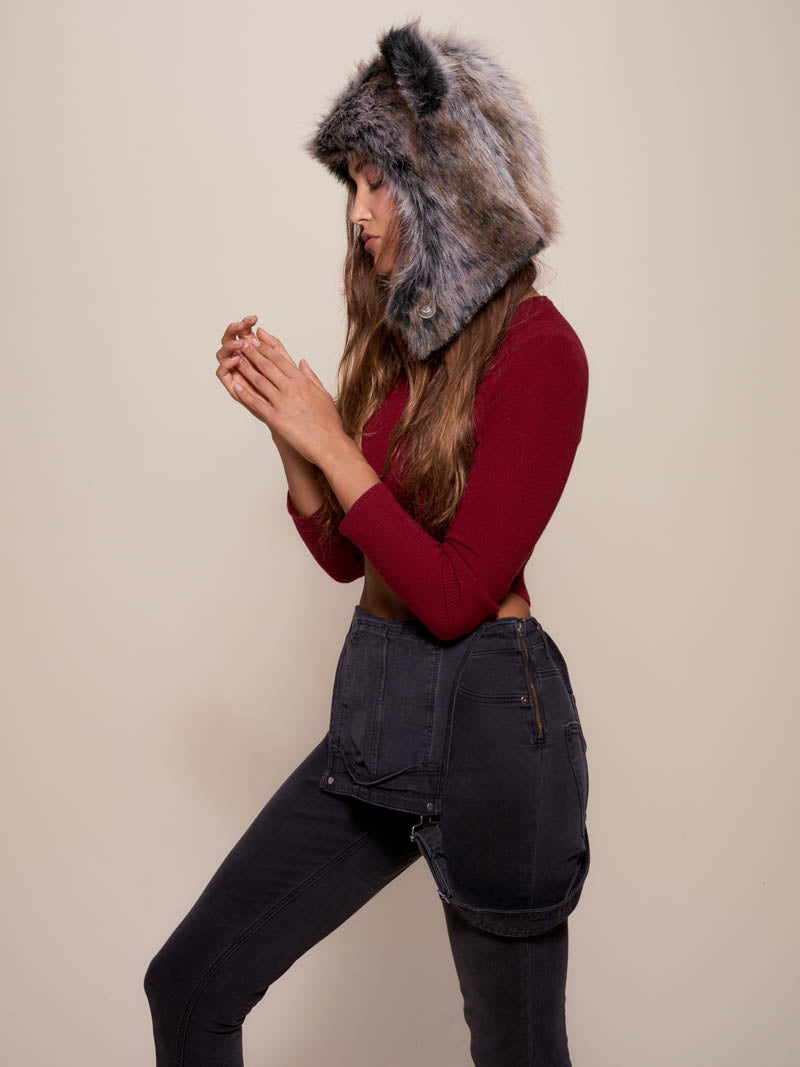 Grey Wolf SpiritHood Half Hood on Female Model