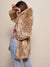 African Golden Cat Collared Faux Fur Coat on Female Model 