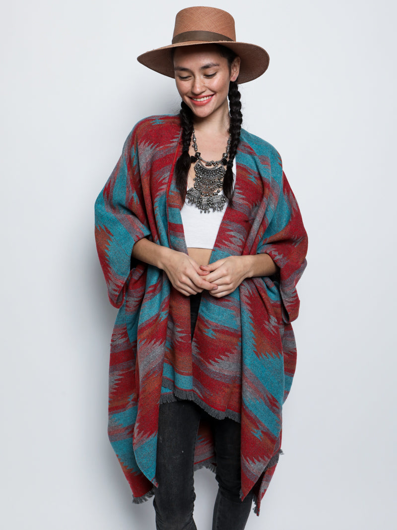 Poncho with Sunset Fox Design