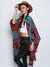 Female Wearing Poncho with Sunset Fox Design