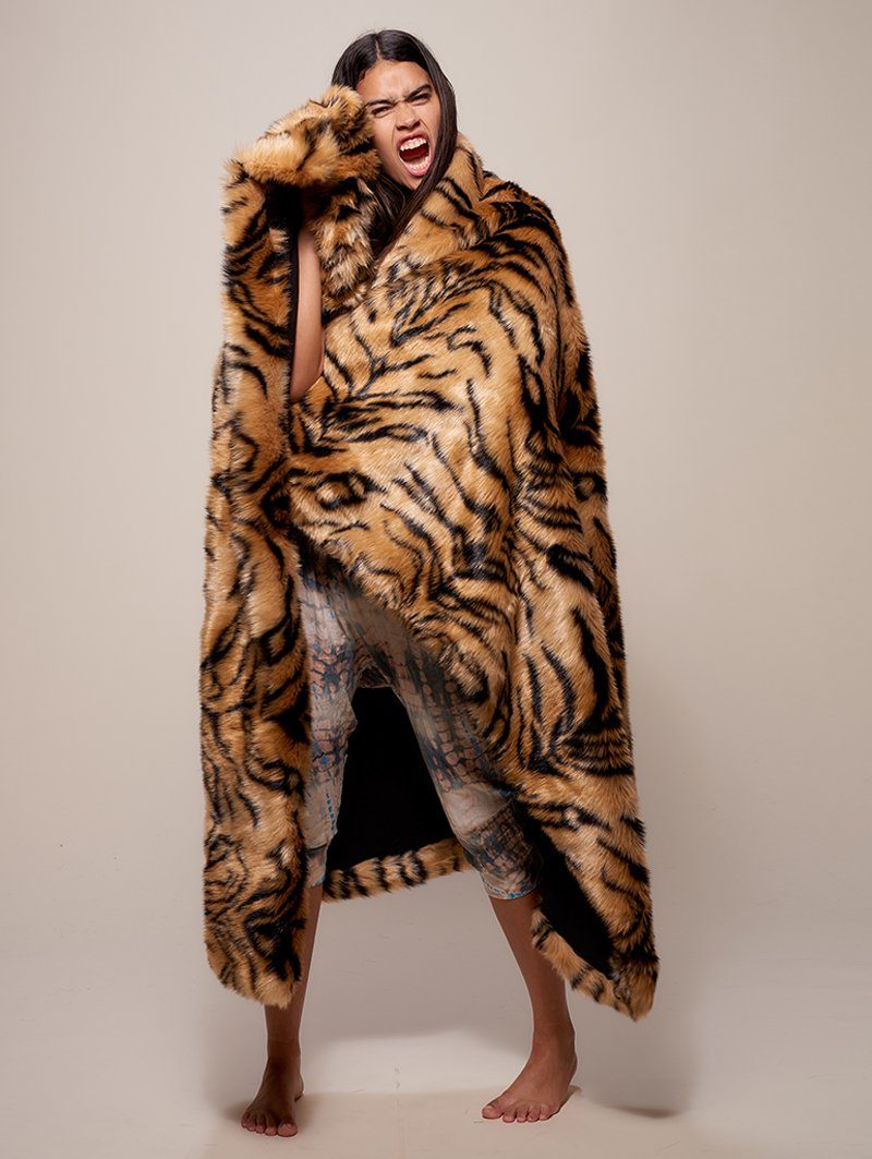 Female Wrapped Up in SpiritHoods Tiger Throw