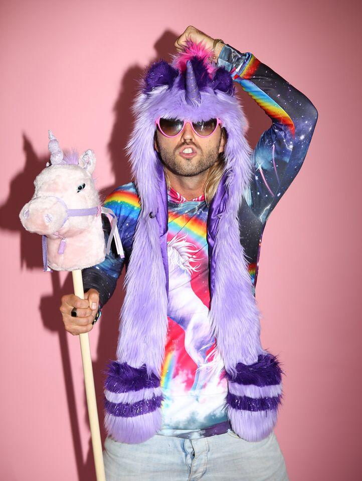 My Little Pony Twilight Sparkle Faux Fur Hood on Male Model