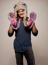 Man wearing faux fur Collector Edition Arctic Wolf Galaxy SpiritHood, front view 3
