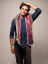 Man wearing faux fur Collector Edition Arctic Wolf Galaxy SpiritHood, front view 6