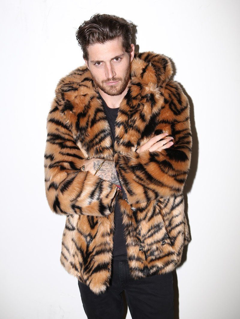 Tiger Faux Fur SpiritHoods Coat on Male Model