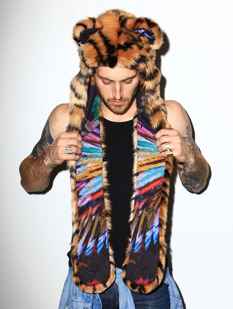 Exterior and Interior View of Tiger Collectors Edition Faux Fur with Hood