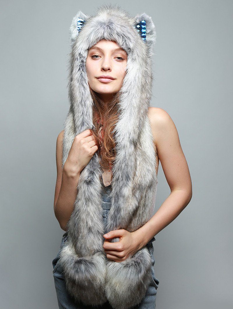Timber Wolf Collector Faux Fur with Hood