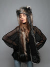 Northern Rocky Mountain Wolf SpiritHood on Female Model