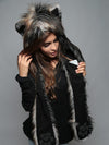 Faux Fur Northern Rocky Mountain Wolf SpiritHood on Woman