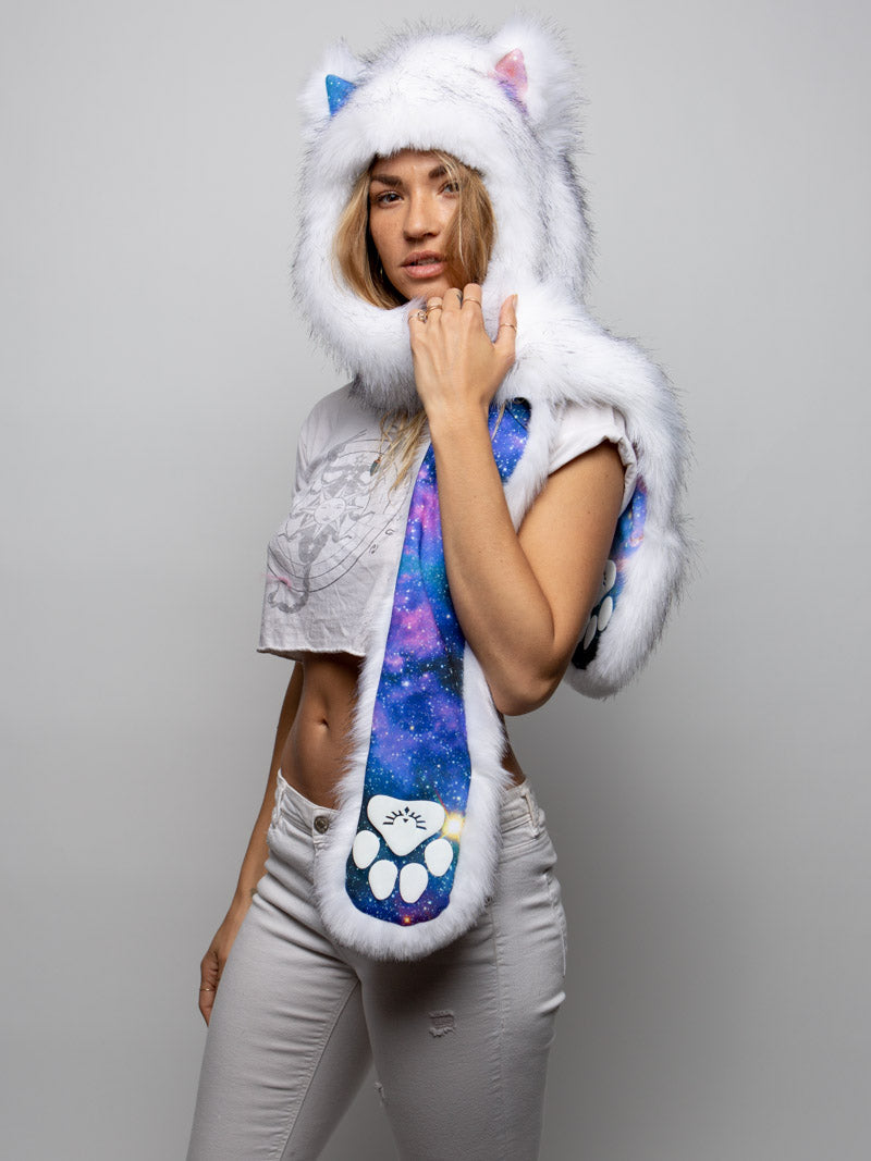 Collector Edition Hooded Faux Fur with Husky Galaxy Design
