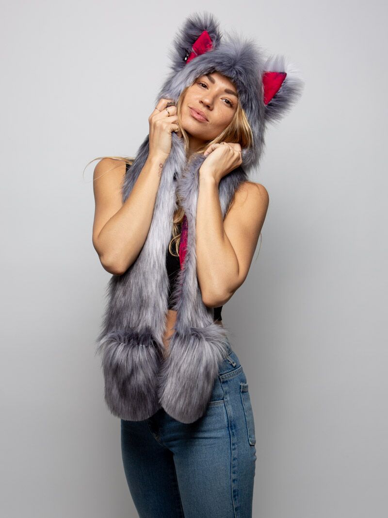CE Grey Fox Faux Fur with Hood on Female