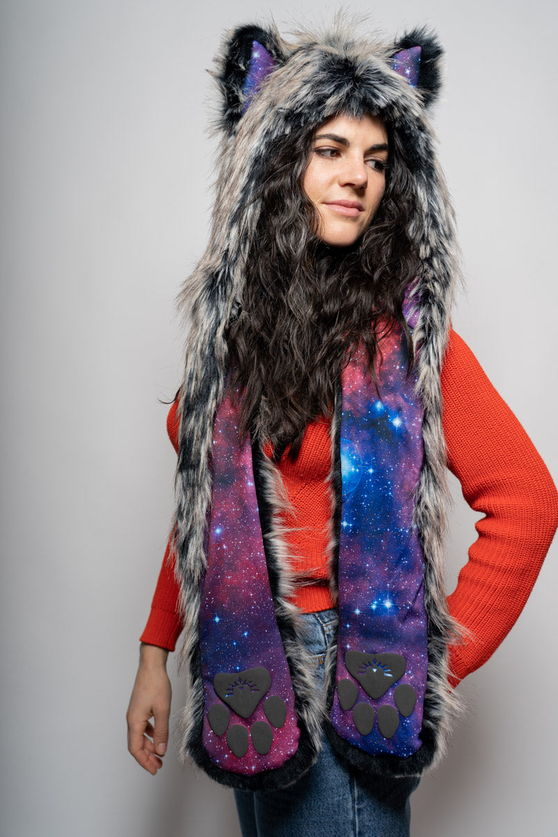 Women&#39;s Mystic Wolf Galaxy CE Faux Fur with Hood