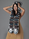 Hooded Faux Fur with White Tiger Design