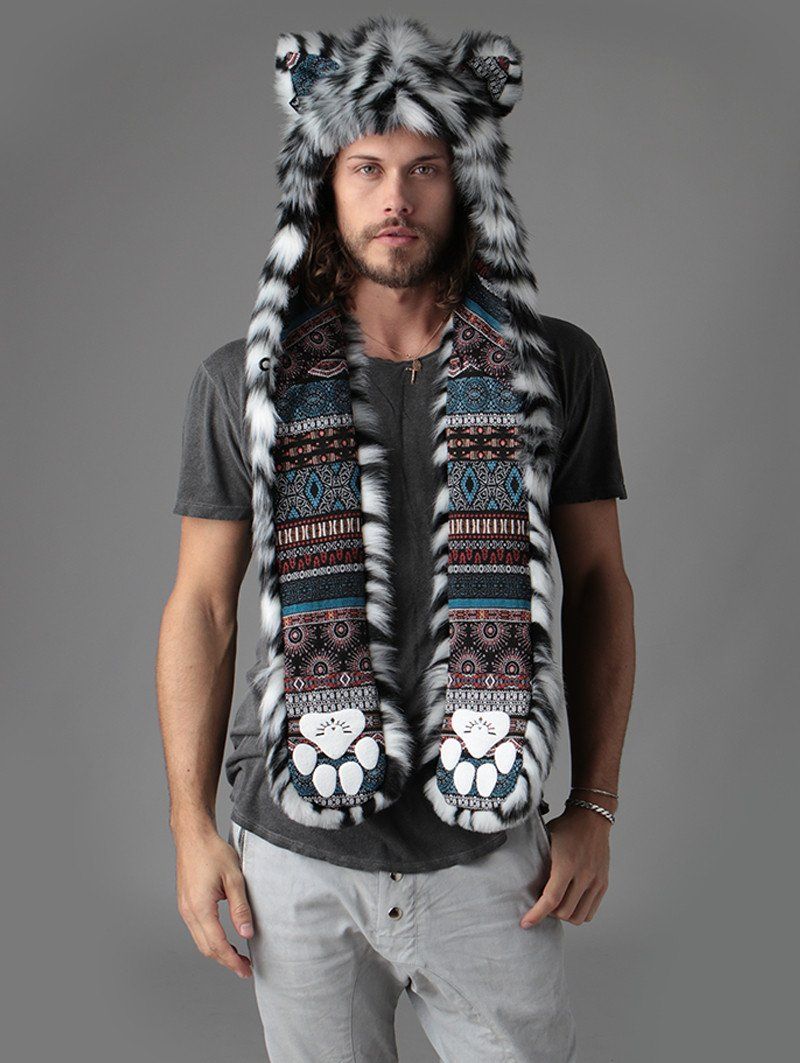 Black and White Tiger SpiritHood on Male
