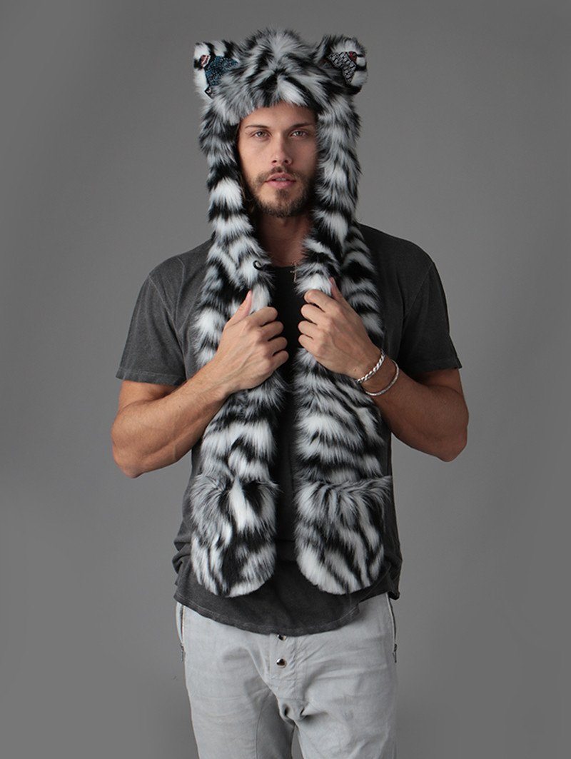 Black and White Tiger SpiritHood on Male