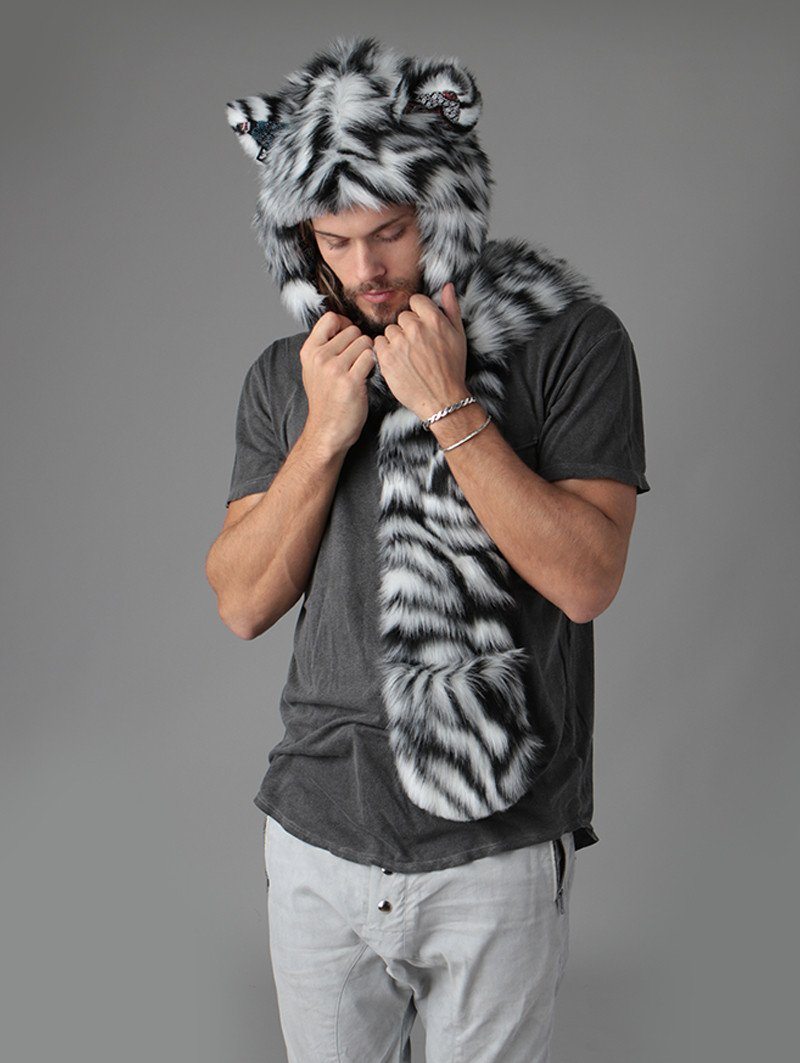 White Tiger SpiritHood Faux Fur