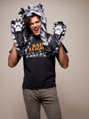 Man wearing faux fur Collector Edition White Tiger SpiritHood, front view 2