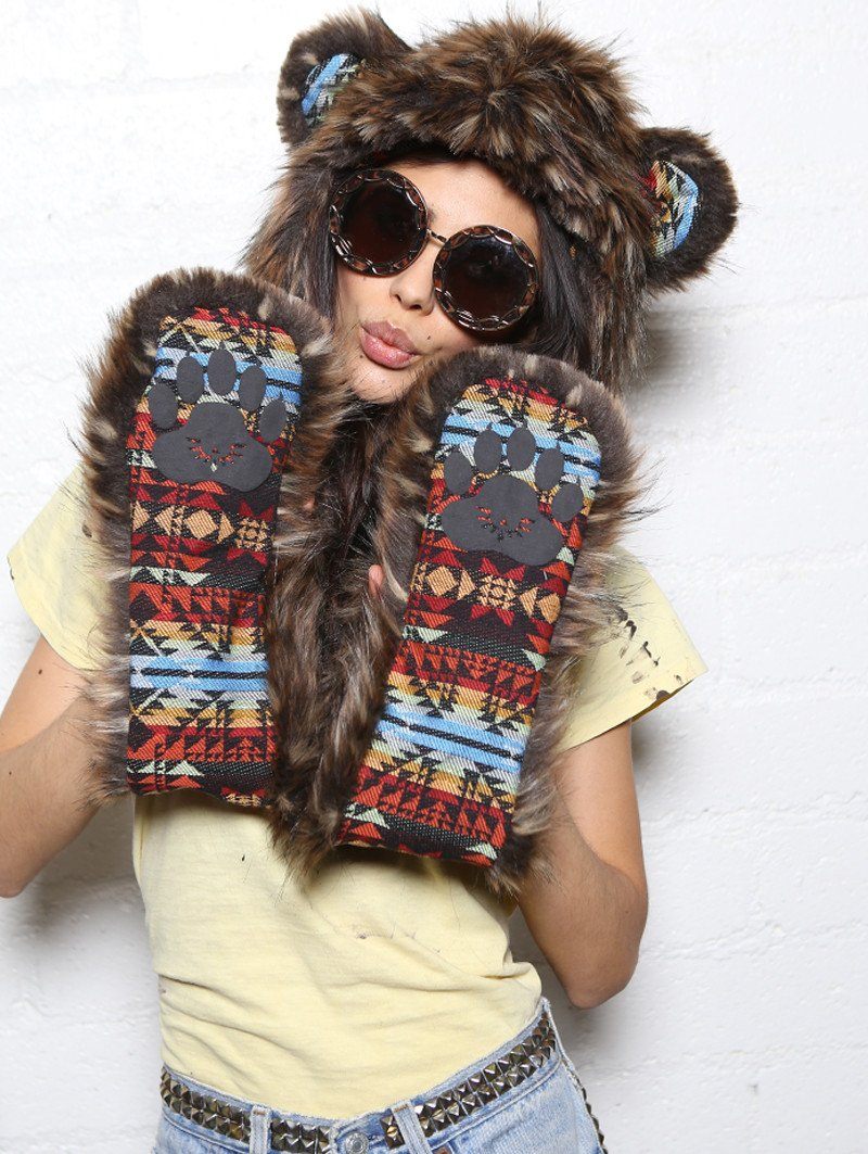 Female Wearing Grizzly Bear Collectors Edition SpiritHood 