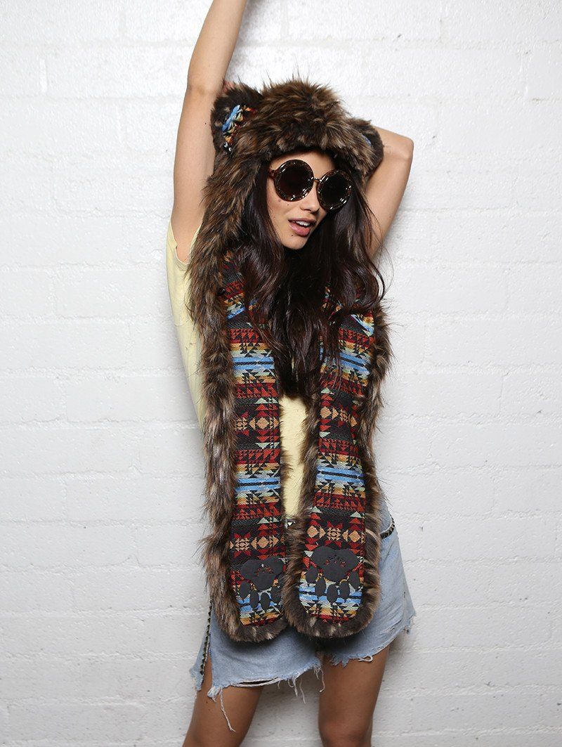 Brown Grizzly Bear Collectors Edition SpiritHood on Female