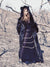 Woman wearing Classic Black Wolf Faux Fur Long Coat