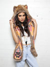 Woman wearing Coyote Sedona Faux Fur SpiritHood, front view 2