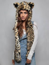 Woman wearing faux fur Cheetah SpiritHood