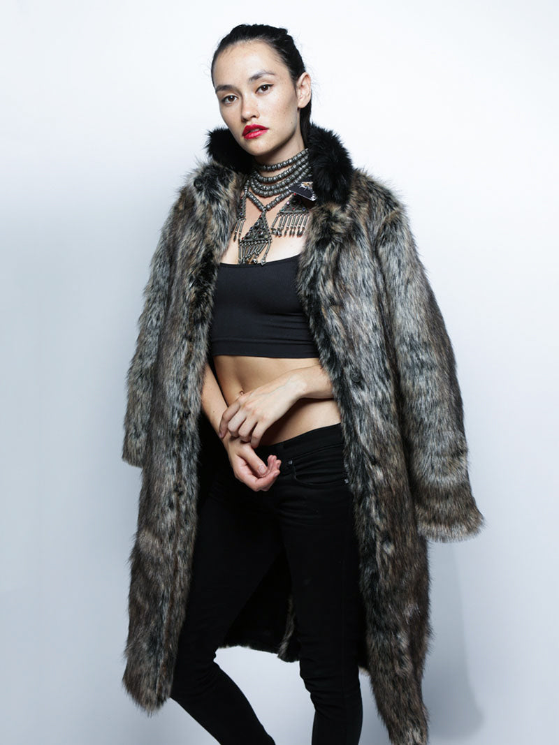 Dire Wolf Faux Fur Calf Length Coat | Women&#39;s - SpiritHoods