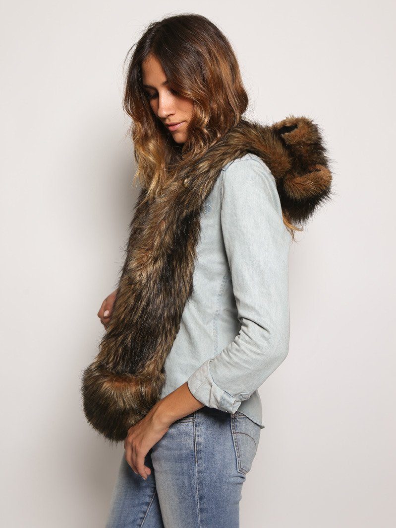 Faux Fur SpiritHood with Grizzly Bear Design