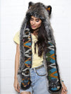Exterior and Interior View of Grey Wolf Ikat Collectors SpiritHood